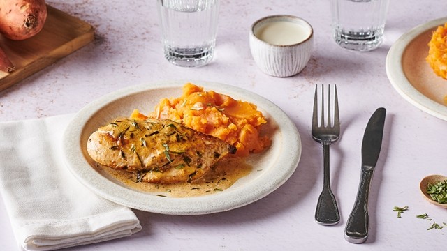 viande blanche et purée de patate douce