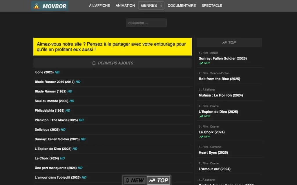 streaming avec Movbor