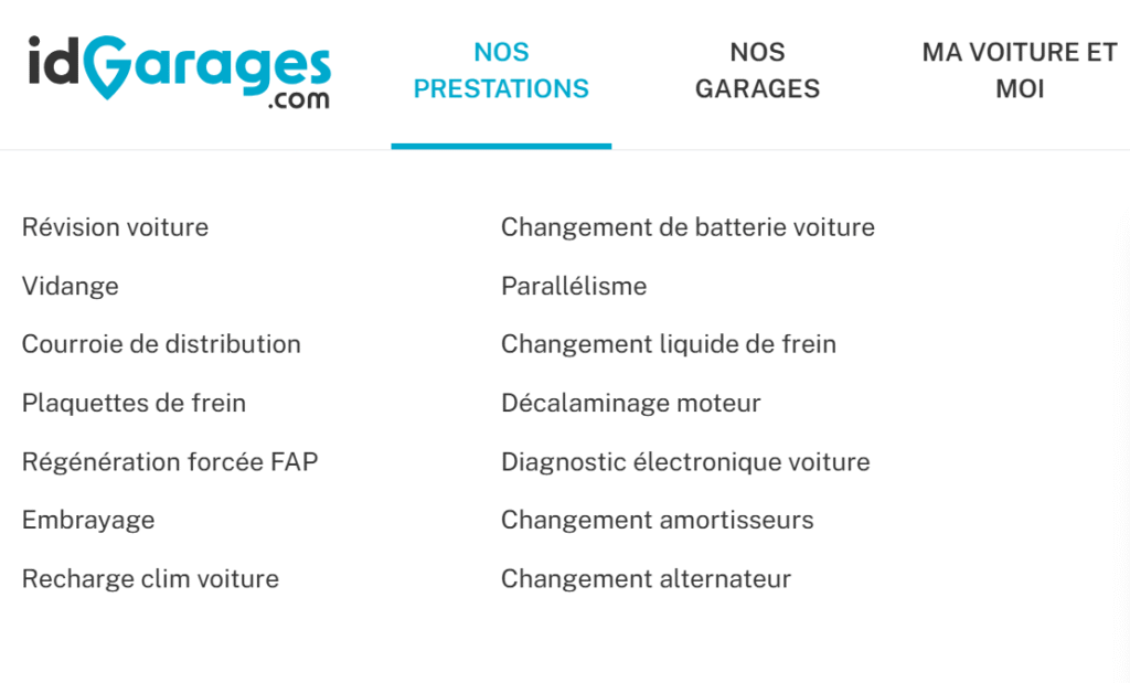 prestations proposées par idgarage